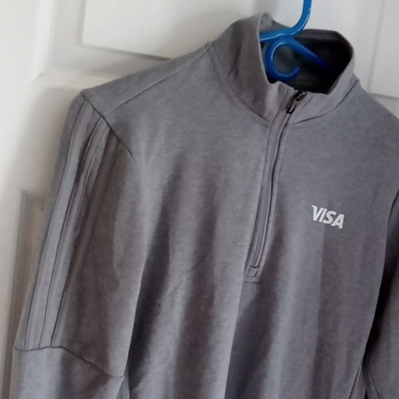New! Adidas Womens Athletic Top 1/4 Zip Sweater Grey VISA Promo - Picture 7 of 16